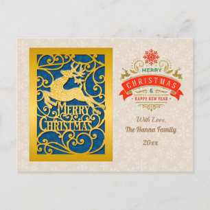 Frohe Weihnachten und ein glückliches neues Jahr & Postkarte