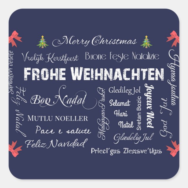 Frohe Weihnachten und ein glückliches neues Jahr! Quadratischer Aufkleber (Vorderseite)