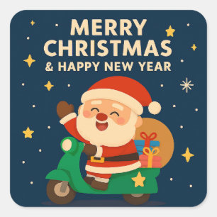 Frohe Weihnachten und ein glückliches neues Jahr - Quadratischer Aufkleber