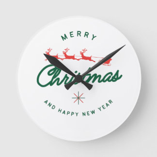 Frohe Weihnachten und ein glückliches neues Jahr Runde Wanduhr