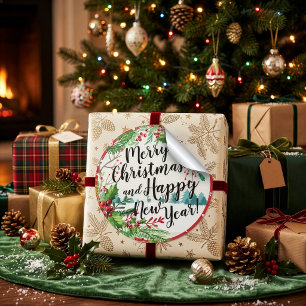 Frohe Weihnachten und ein glückliches neues Jahr - Runder Aufkleber