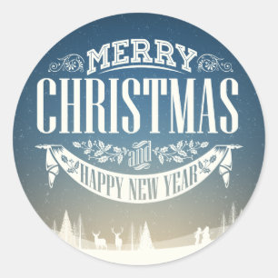 Frohe Weihnachten und ein glückliches neues Jahr S Runder Aufkleber