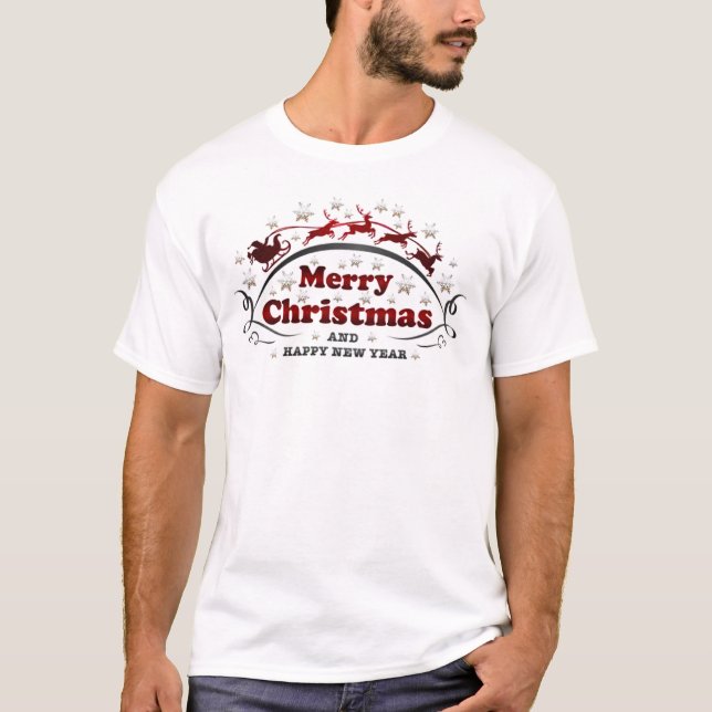 Frohe Weihnachten und ein glückliches neues Jahr T-Shirt (Vorderseite)