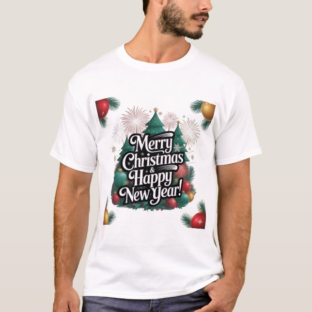 Frohe Weihnachten und ein glückliches neues Jahr T-Shirt (Vorderseite)