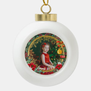 Frohe Weihnachten und ein glückliches neues Jahr v Keramik Kugel-Ornament