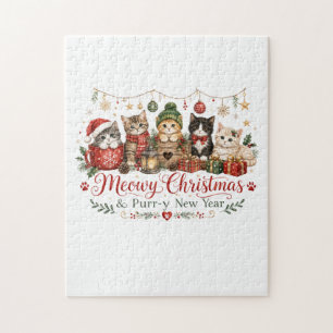 Frohe Weihnachten und ein schnurrbartiges Neues Ja Puzzle