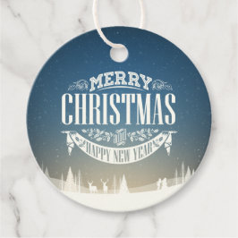 Frohe Weihnachten und eine glückliche Schneeszene Geschenkanhänger