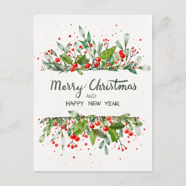 FROHE WEIHNACHTEN UND FROHES NEUES JAHR POSTKARTE (Vorderseite)