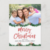 Frohe Weihnachten und Garland Script Foto Card