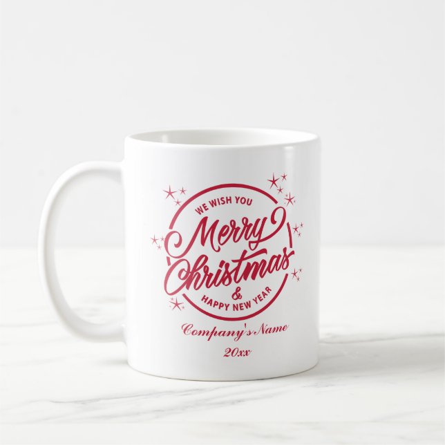 Frohe Weihnachten und Glück für das neue Jahr, rot Kaffeetasse (Links)