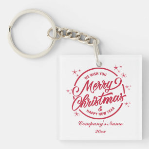 Frohe Weihnachten und Glück für das neue Jahr, rot Schlüsselanhänger
