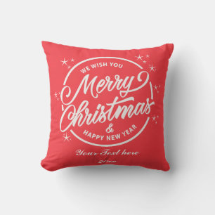 Frohe Weihnachten und Glück für das neue Jahr, wei Kissen