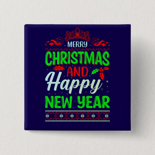 Frohe Weihnachten und Glück im neuen Jahr 61064 Button (Vorderseite)