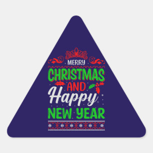 Frohe Weihnachten und Glück im neuen Jahr 61064 Dreieckiger Aufkleber