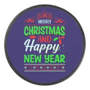 Frohe Weihnachten und Glück im neuen Jahr 61064 Eishockey Puck