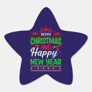 Frohe Weihnachten und Glück im neuen Jahr 61064 Stern-Aufkleber