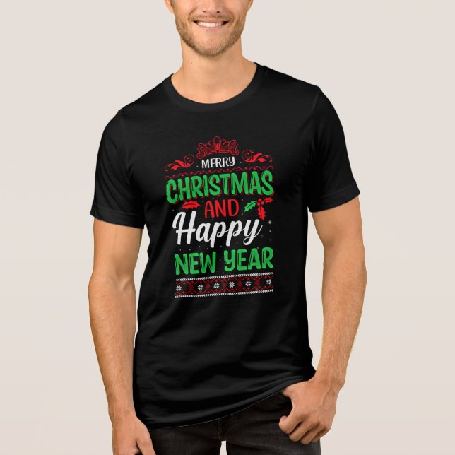 Frohe Weihnachten und Glück im neuen Jahr 61064 Tri-Blend Shirt (Vorderseite)