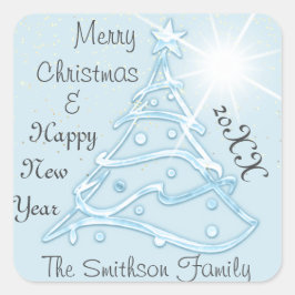 Frohe Weihnachten und Glück im neuen Jahr Bäume Wa Quadratischer Aufkleber
