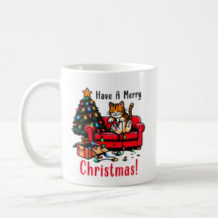 Frohe Weihnachten und Glück im neuen Jahr Feiert Kaffeetasse