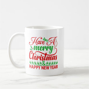 Frohe Weihnachten und Glück im neuen Jahr Feiert Kaffeetasse