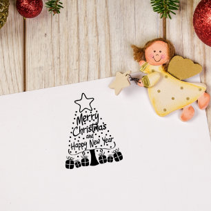 Frohe Weihnachten und Glück im neuen Jahr, Gummistempel