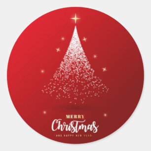"Frohe Weihnachten und Glück im neuen Jahr" Runder Aufkleber