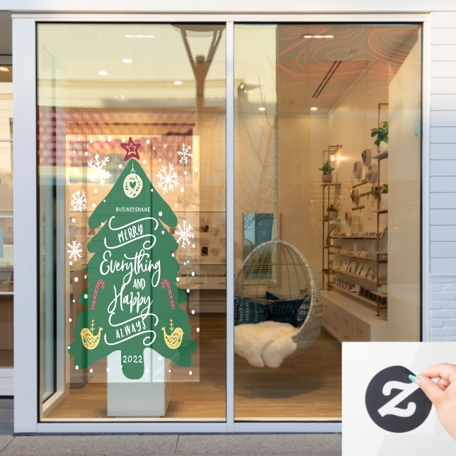 Frohe Weihnachten und Glück Neues Jahr, Winter Fensteraufkleber (Schaufenster)