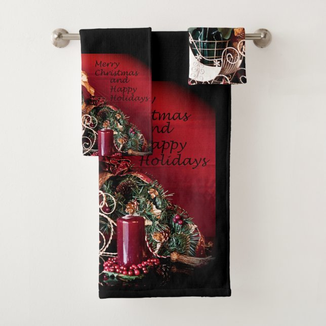 Frohe Weihnachten und glückliche Feiertage Badhandtuch Set (Insitu)