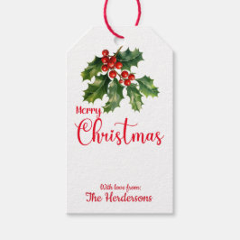 Frohe Weihnachten und glückliche Ferien Mistletoe Geschenkanhänger