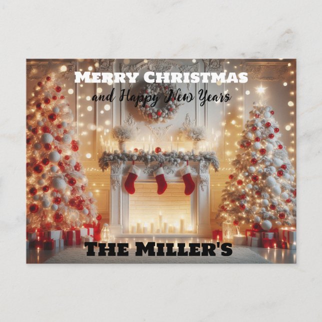 Frohe Weihnachten und glückliche neue Jahre Postkarte (Vorderseite)