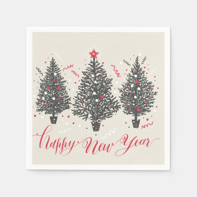 Frohe Weihnachten und glückliche neue Jahre Serviette (Vorderseite)