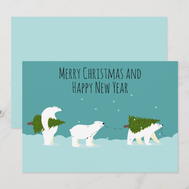 Frohe Weihnachten und glückliche Neujahr Polarbäre (Vorne/Hinten)