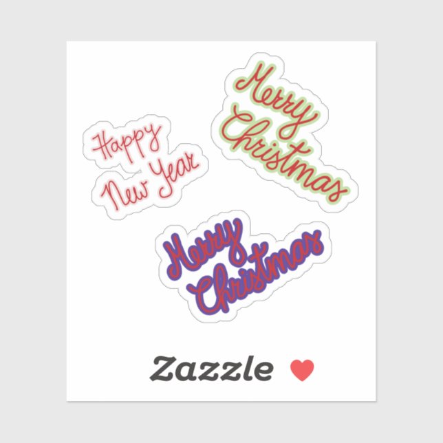 Frohe Weihnachten und glückliche Neujahrsklammern Aufkleber (Blatt)