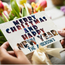 Frohe Weihnachten und glückliche Neujahrskollage