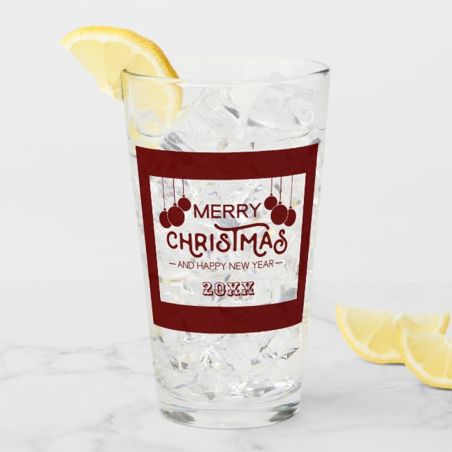 Frohe Weihnachten und glückliche Neujahrstypografi Glas (Vorderseite Ice)