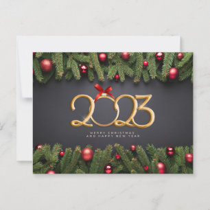 Frohe Weihnachten und glückliches Neues Jahr 2023 Postkarte
