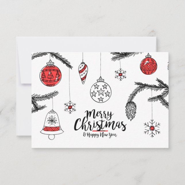 Frohe Weihnachten und glückliches Neues Jahr Dankeskarte (Vorderseite)