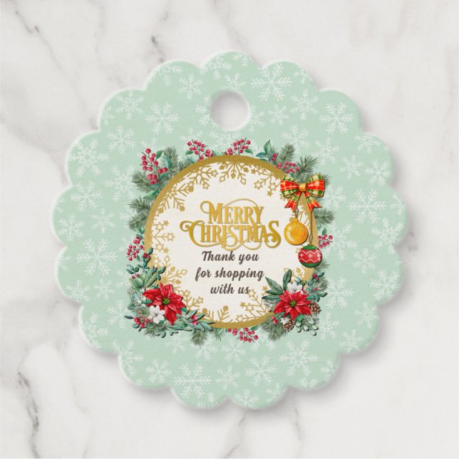 Frohe Weihnachten und glückliches Neues Jahr für L Geschenkanhänger (Vorderseite)