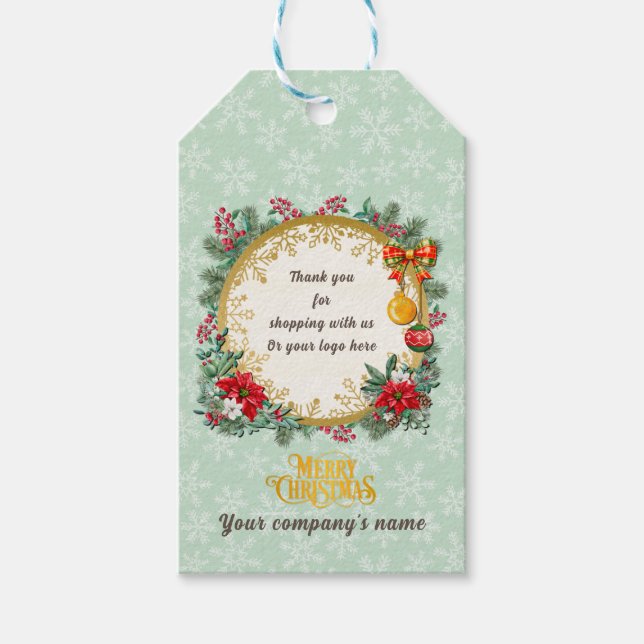 Frohe Weihnachten und glückliches Neues Jahr für L Geschenkanhänger (Vorderseite)