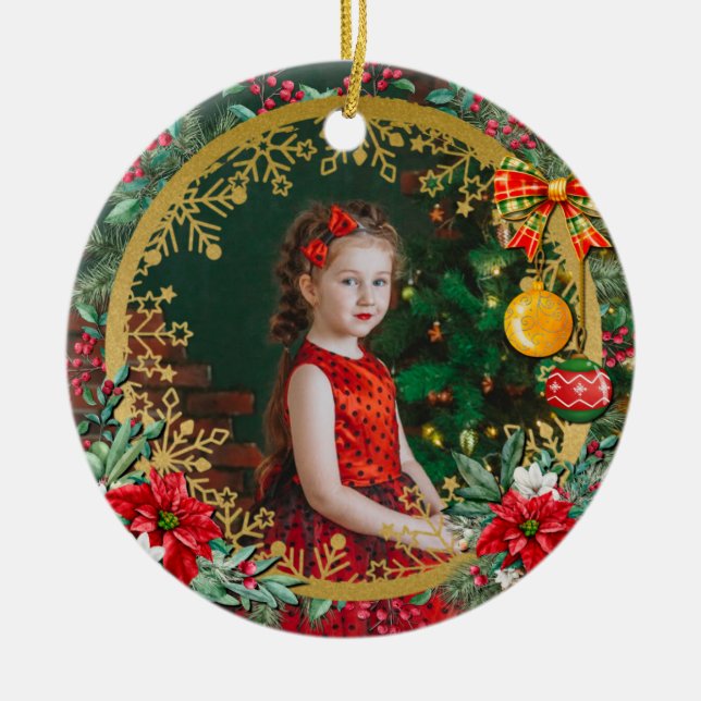 Frohe Weihnachten und glückliches Neues Jahr für L Keramik Ornament (Vorne)