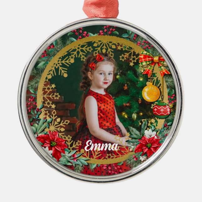 Frohe Weihnachten und glückliches Neues Jahr für L Ornament Aus Metall (Vorne)