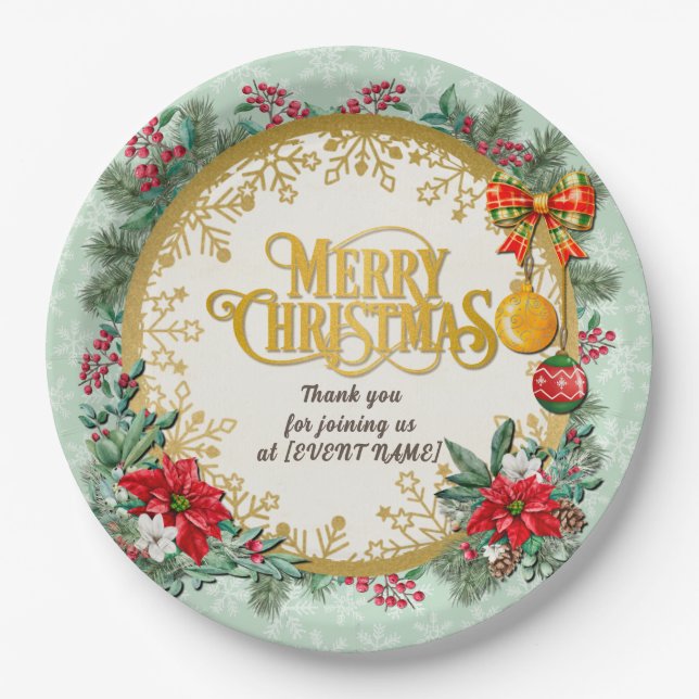 Frohe Weihnachten und glückliches Neues Jahr für L Pappteller (Vorderseite)