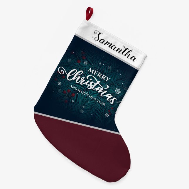 Frohe Weihnachten und glückliches Neues Jahr Großer Weihnachtsstrumpf (Vorderansicht (hängend))