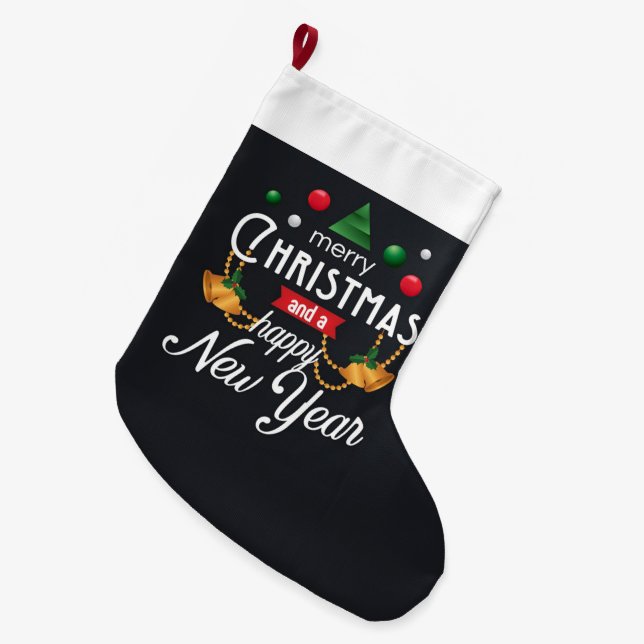 Frohe Weihnachten und glückliches Neues Jahr Großer Weihnachtsstrumpf (Vorderansicht (hängend))