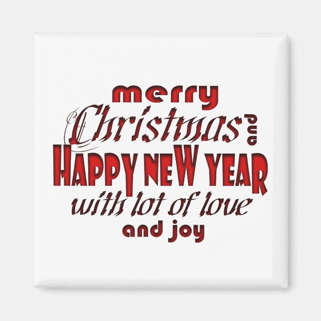 Frohe Weihnachten und glückliches Neues Jahr Magnet (Vorne)