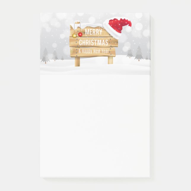 Frohe Weihnachten und glückliches Neues Jahr Post-it Klebezettel (Vorderseite)