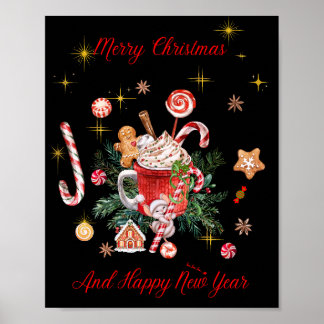 Frohe Weihnachten und glückliches Neues Jahr Poster