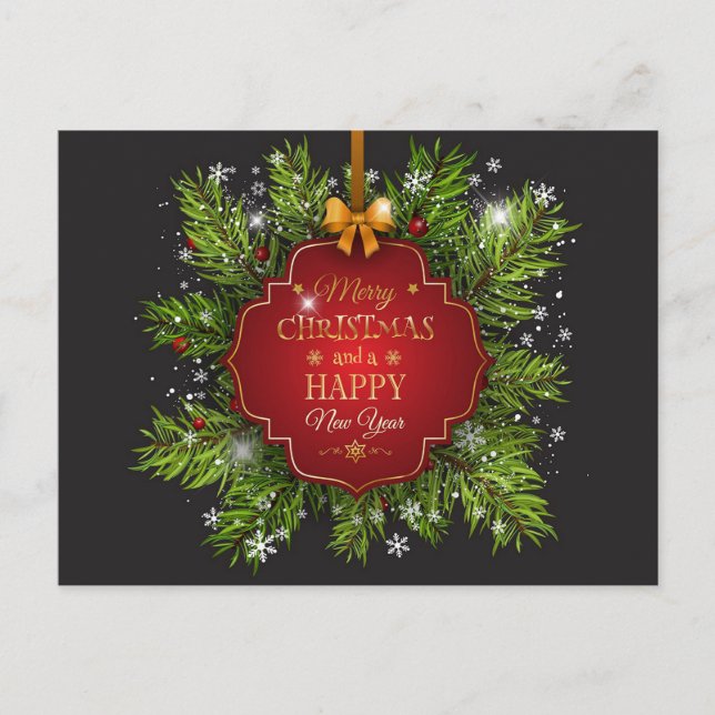 Frohe Weihnachten und glückliches Neues Jahr Postkarte (Vorderseite)