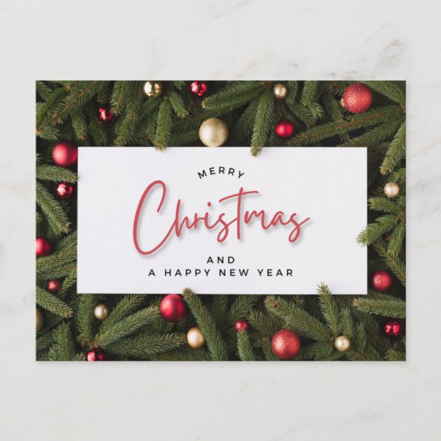 Frohe Weihnachten und glückliches Neues Jahr Postkarte (Vorderseite)