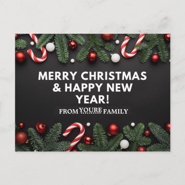 Frohe Weihnachten und glückliches Neues Jahr Postkarte (Vorderseite)